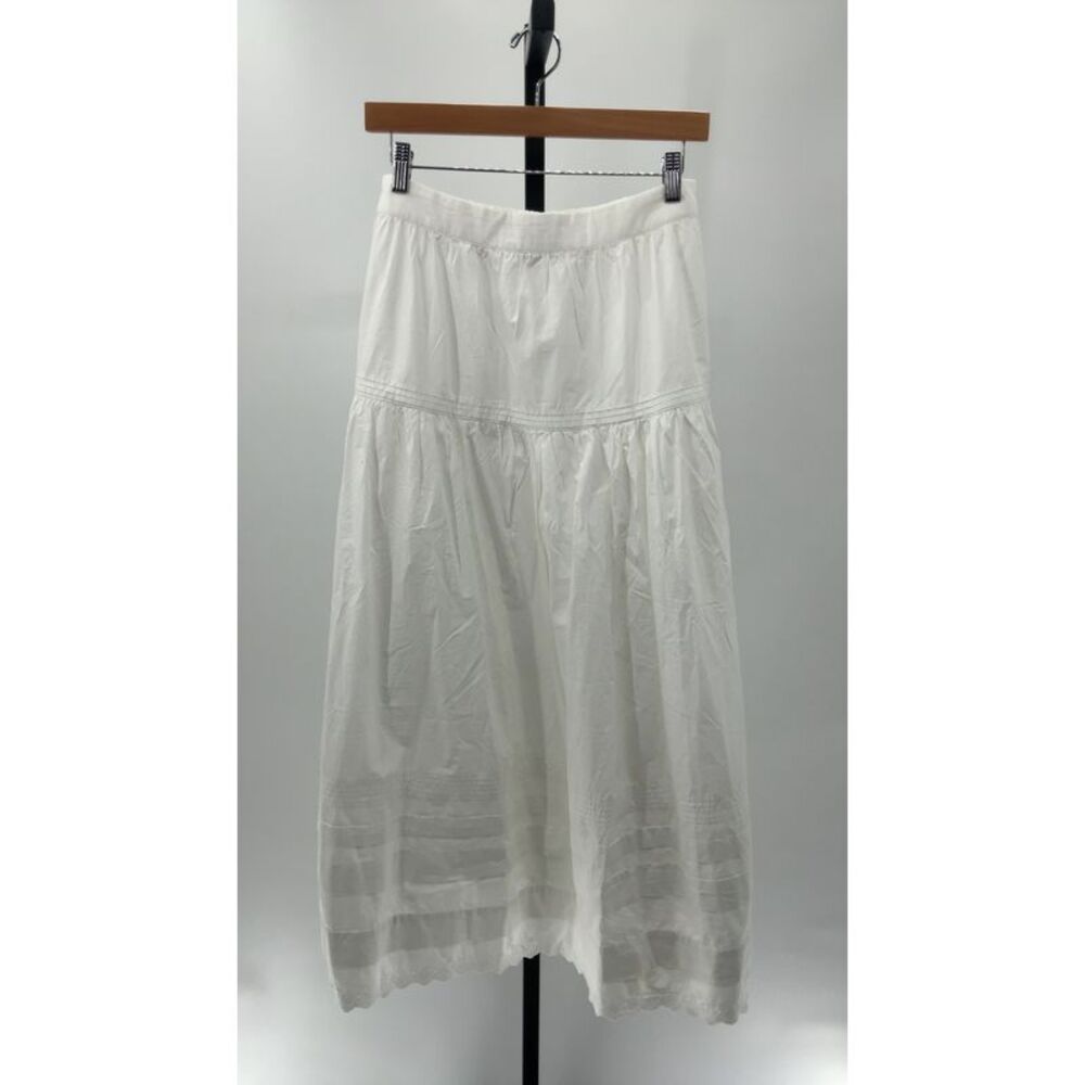 Quince Women 100% Organic Cotton Poplin Pintuck Maxi Skirt Classic White M